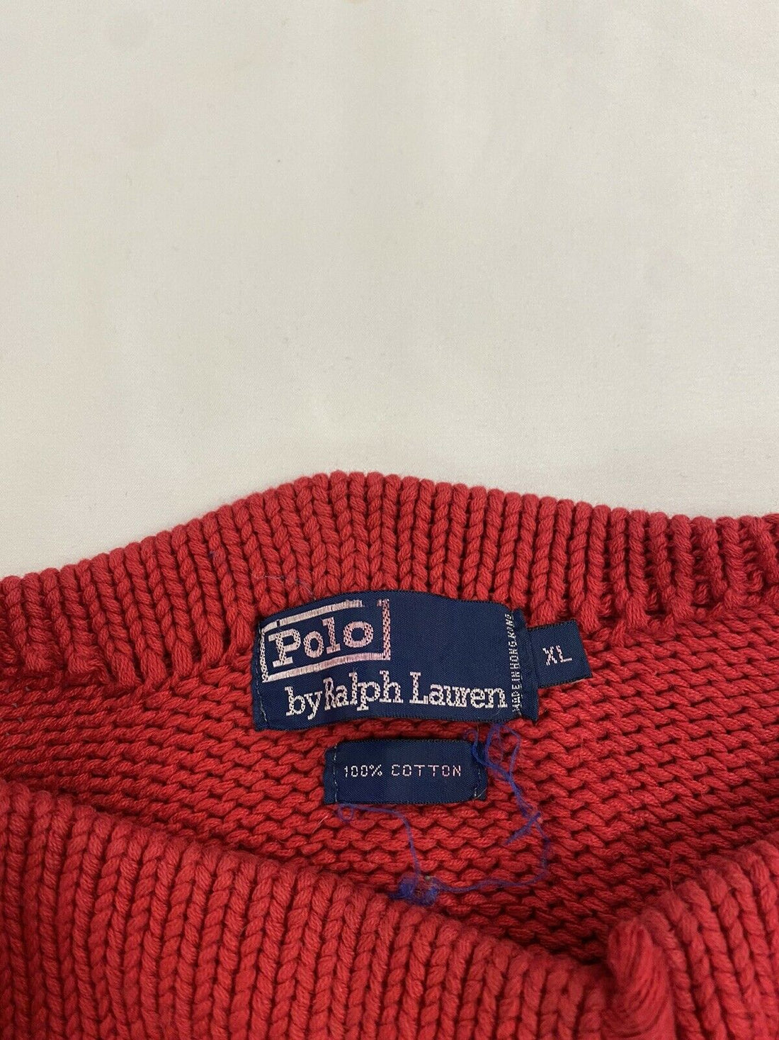 Vintage Polo Ralph Lauren Knit Crewneck Sweater Size XL Red 1987 80s Cross Flag