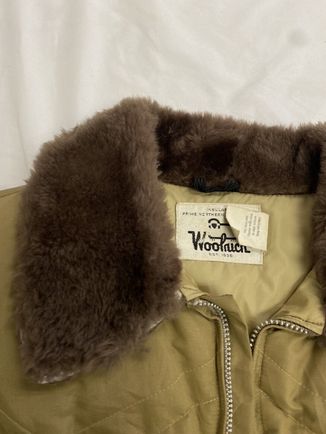 Vintage Woolrich Parka Puffer Jacket Size Large Tan Beige Down Insulated 70s