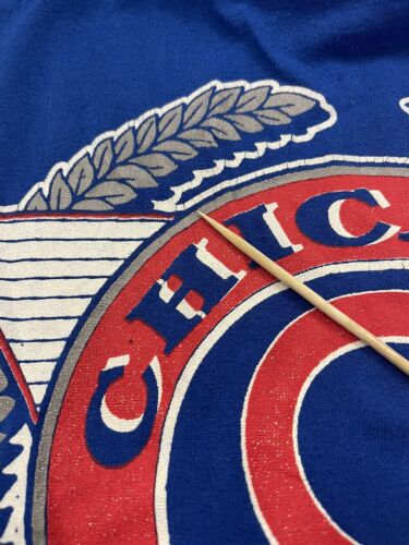 Vintage Chicago Cubs Trench T-Shirt Size Large Blue 1991 90s MLB