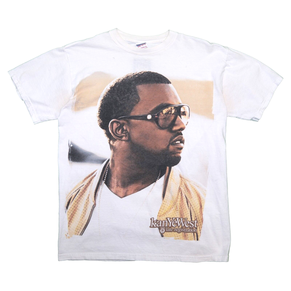 Vintage Kanye West Late Registration T-Shirt Size Medium White Hip Hop Y2K