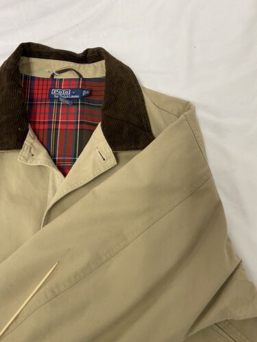 Vintage Polo Ralph Lauren Plaid Lined Chore Coat Jacket Size XL Beige