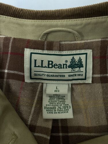 Vintage LL Bean Barn Work Coat Jacket Size Large Tan Plaid Lined