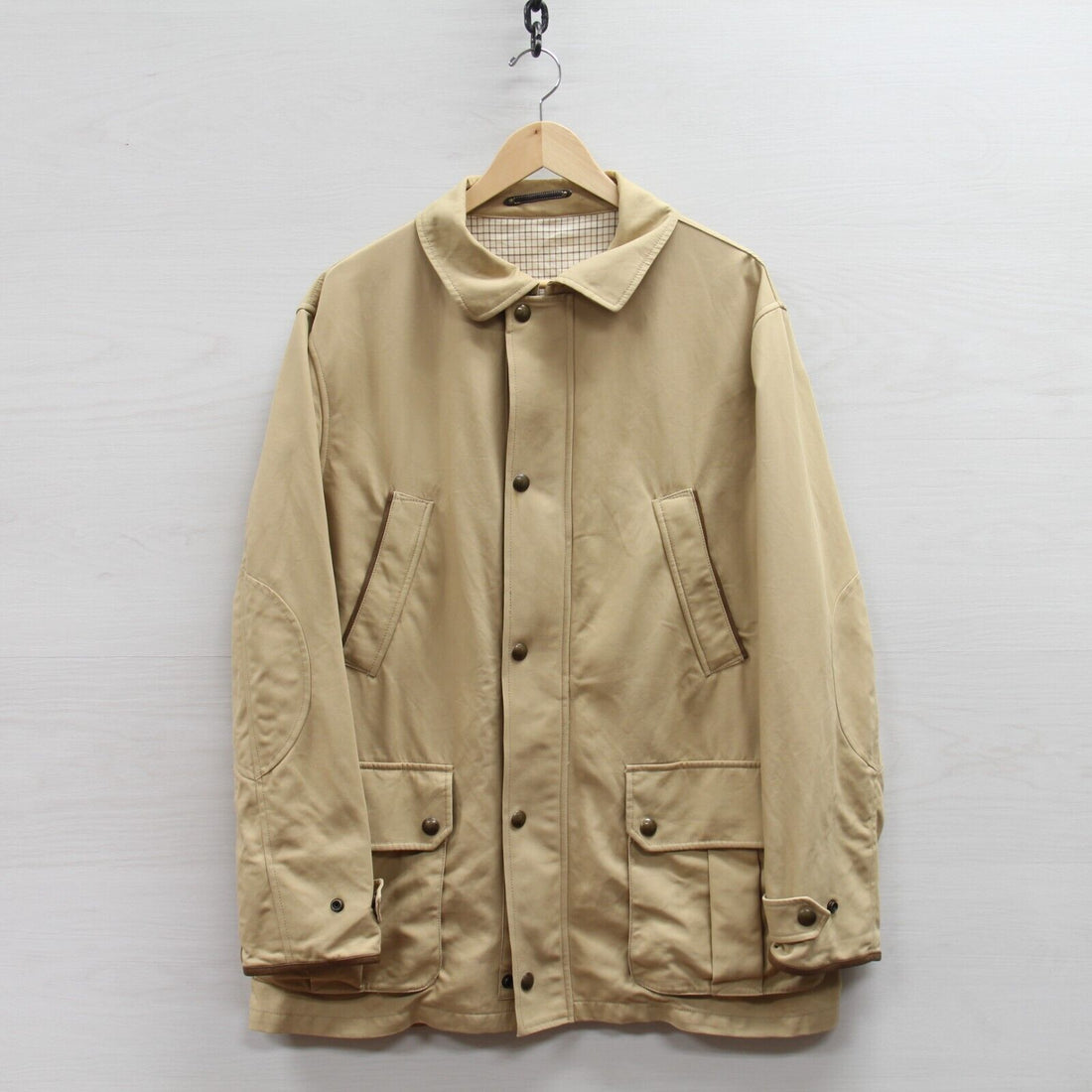 Vintage Polo Ralph Lauren Coat Jacket Size Large Beige Tan Cotton