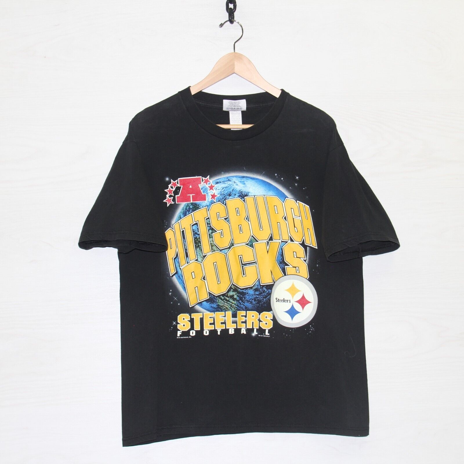 Retro Pittsuburg Steelers NFL Mens T-Shirt XL-XXL Bla… - Gem