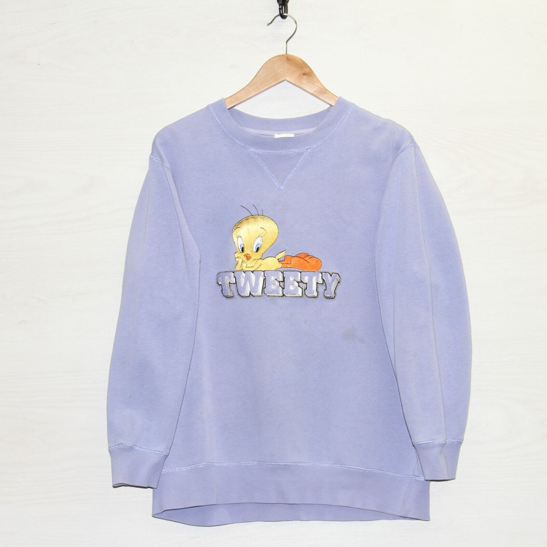 Vintage Tweety Bird Looney Tunes Sweatshirt Size Small Purple 2000 Embroidered