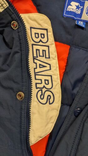 Vintage Chicago Bears Starter Puffer Jacket Size 2XL Blue Insulated 90s NFL