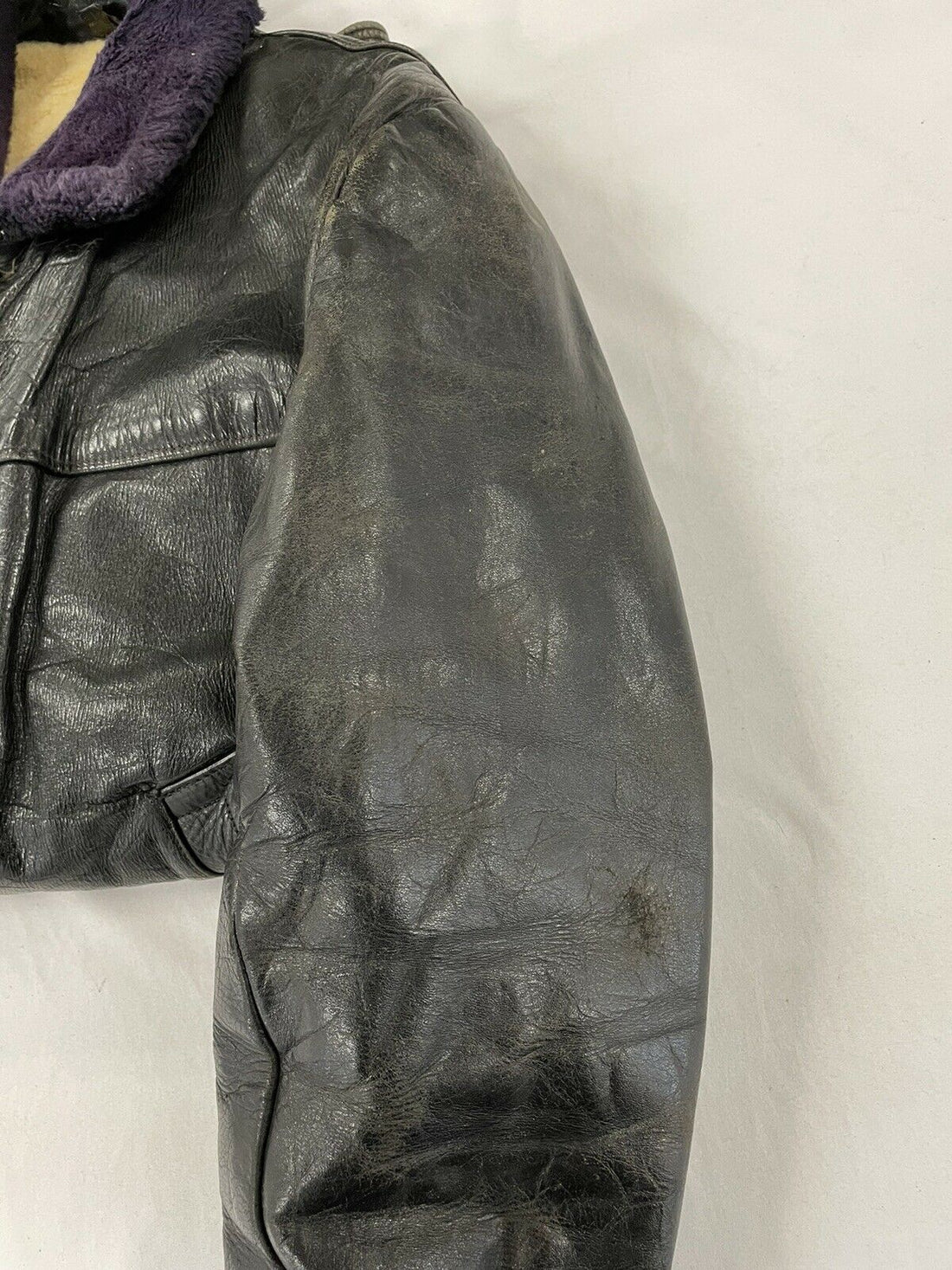 Vintage Barnstormer Leather Coat Jacket Size Large Sherpa Collar Lined