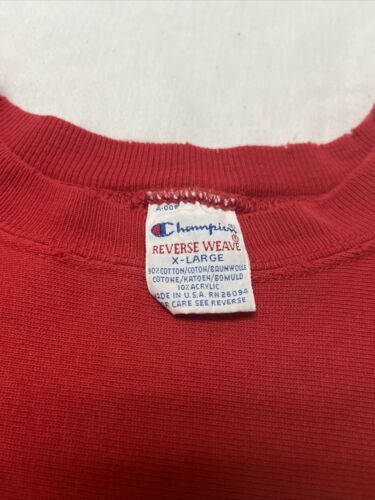 Vintage Champion Reverse Weave Sweatshirt Size Large Made USA Red 90s