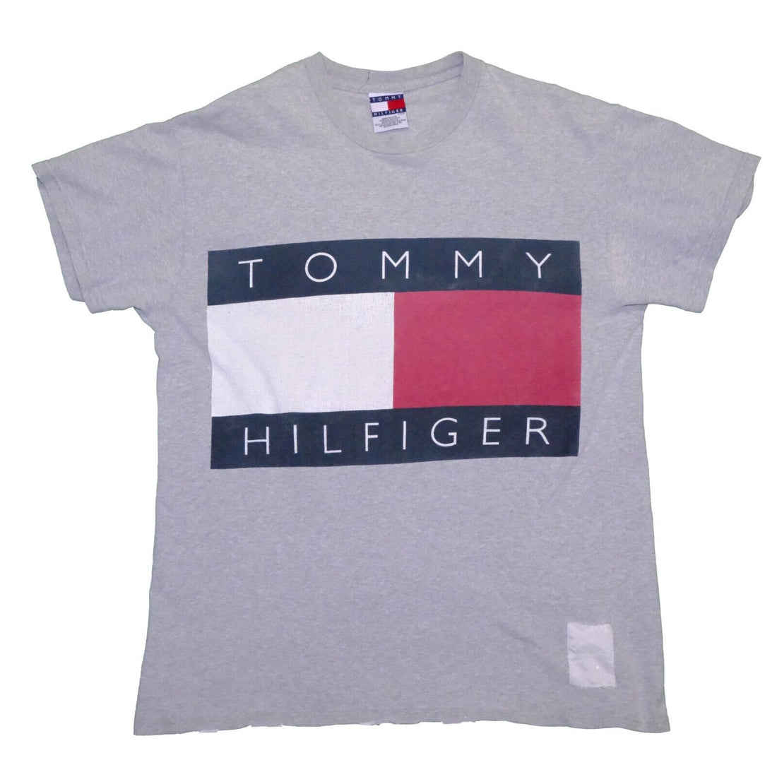Vintage Tommy Hilfiger Flag T-Shirt Size Large Gray