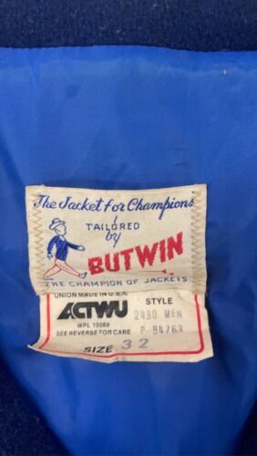 Vintage Butwin Leather Wool Varsity Jacket Size 32 Letterman 50s 60s