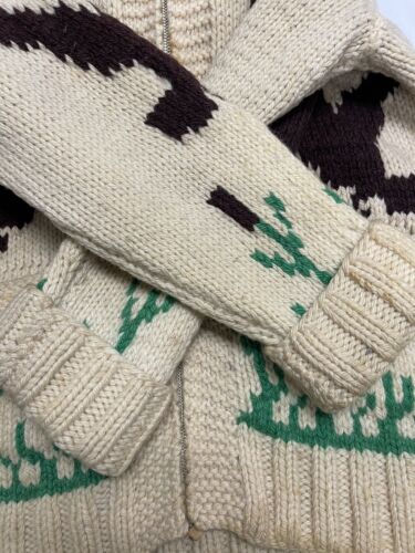 Vintage Pheasant Cowichan Wool Knit Cardigan Sweater Sz Large Lightning Zip