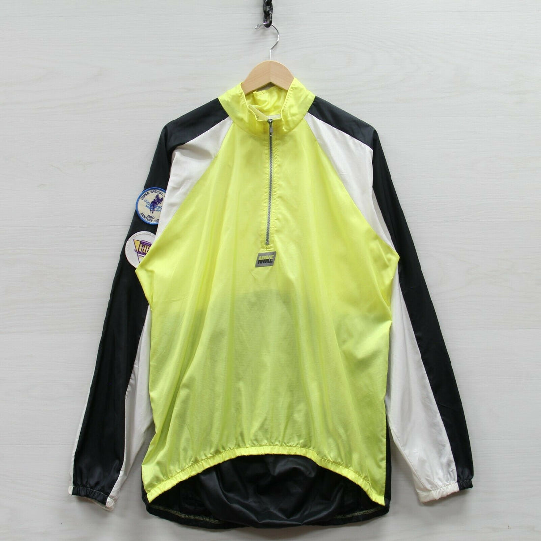 Vintage Nike Windbreaker Jacket Size XL Neon Yellow 80s 90s 1/4 Zip Pullover