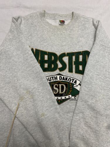 Vintage Webster South Dakota Sweatshirt Crewneck Size Large Gray 90s