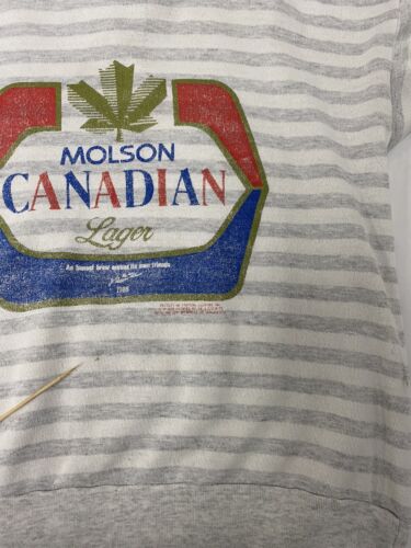 Vintage Molson Canadian Lager Sweatshirt Crewneck Size Medium Striped Beer