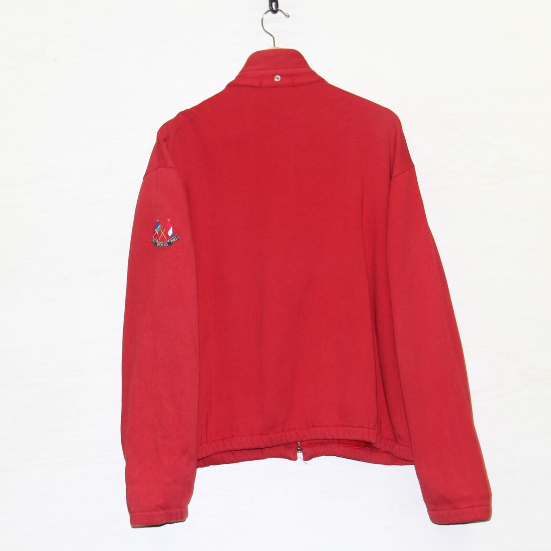 Vintage Polo Ralph Lauren Cross Flags Full Zip Sweatshirt Size Medium Red