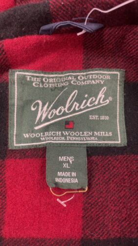 Vintage Woolrich Field Coat Jacket Size XL Blue Buffalo Plaid Lined Insulated