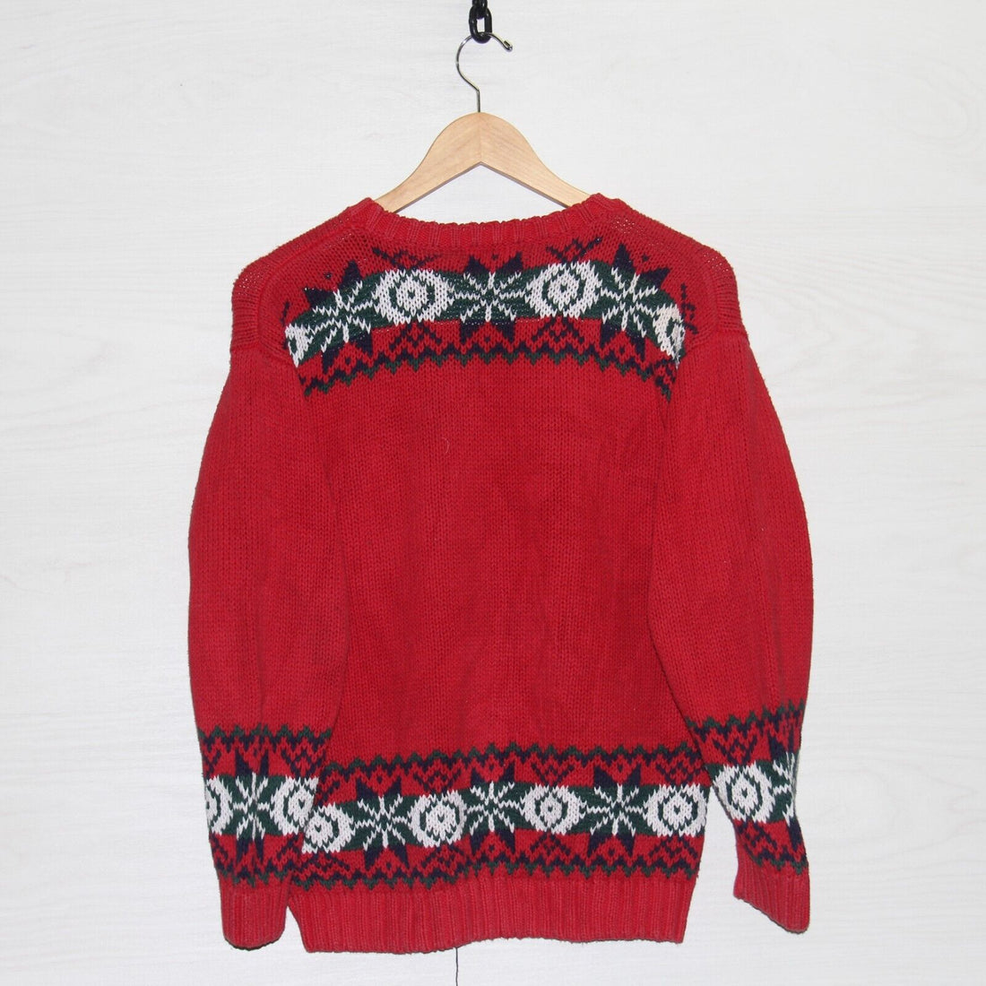 Vintage Gap MTN Country Knit Pullover Sweater Size XL Red Fair Isle Outdoors 90s