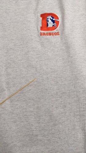 Vintage Denver Broncos Collared Trench T-Shirt Size XL Made USA Greay NFL 90s