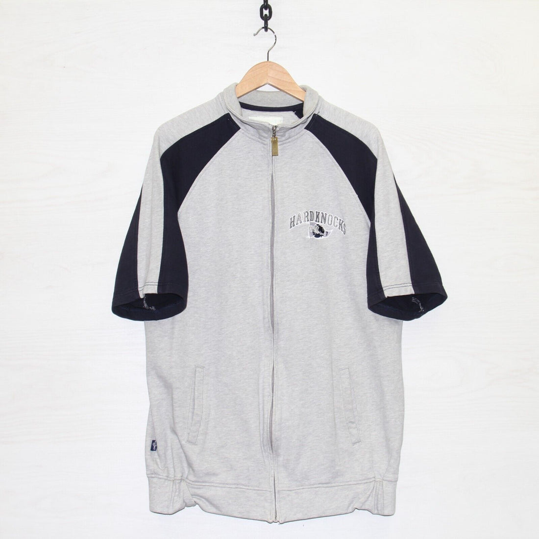 Vintage Hard Knocks Bolo Full Zip Tee Sweatshirt Size Medium Gray 90s