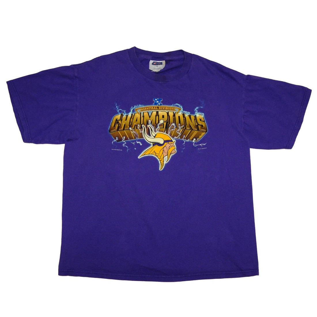 Vintage Minnesota VIkings Central Champs Lightning T-Shirt Size XL 1998 90s NFL