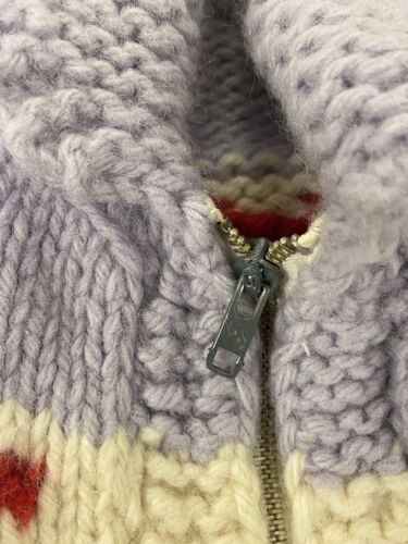 Vintage Wagon Car Wool Knit Cowichan Cardigan Sweater Size Small Flash Zip
