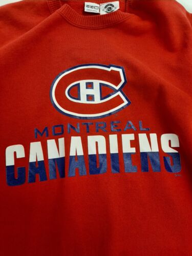 Vintage Montreal Canadiens CCM Sweatshirt Size Large Red Made Canada NHL 90s