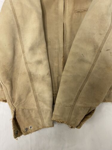 Vintage Carhartt Canvas Detroit Work Jacket Size Large Tan Blanket Lined