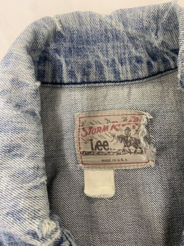 Vintage Lee Storm Rider Denim Jacket Size Large Distressed Made