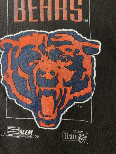 Vintage Chicago Bears Football Salem Sportswear T-Shirt Size Large Black NFL