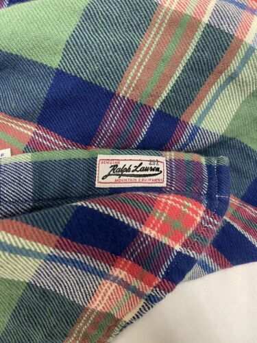 Vintage Polo Ralph Lauren Tartan Plaid Button Up Shirt Medium Pink Green 90s