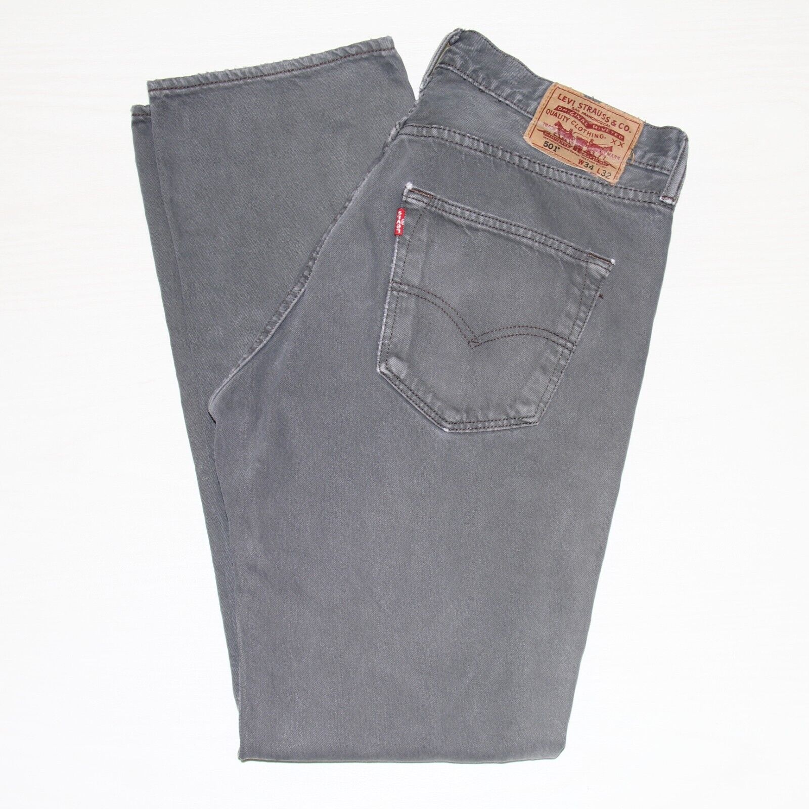 Vintage Levi Strauss & Co 501 Denim Jeans Size 34 X 32 Gray Button Fly