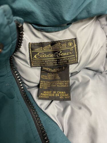 Vintage Eddie Bauer Parka Jacket Size Large Tall Blue Goose Down Insulated 90s