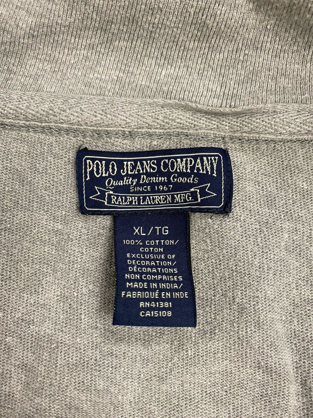 Vintage Polo Jeans Ralph Lauren Track Jacket Size XL Gray Full Zip