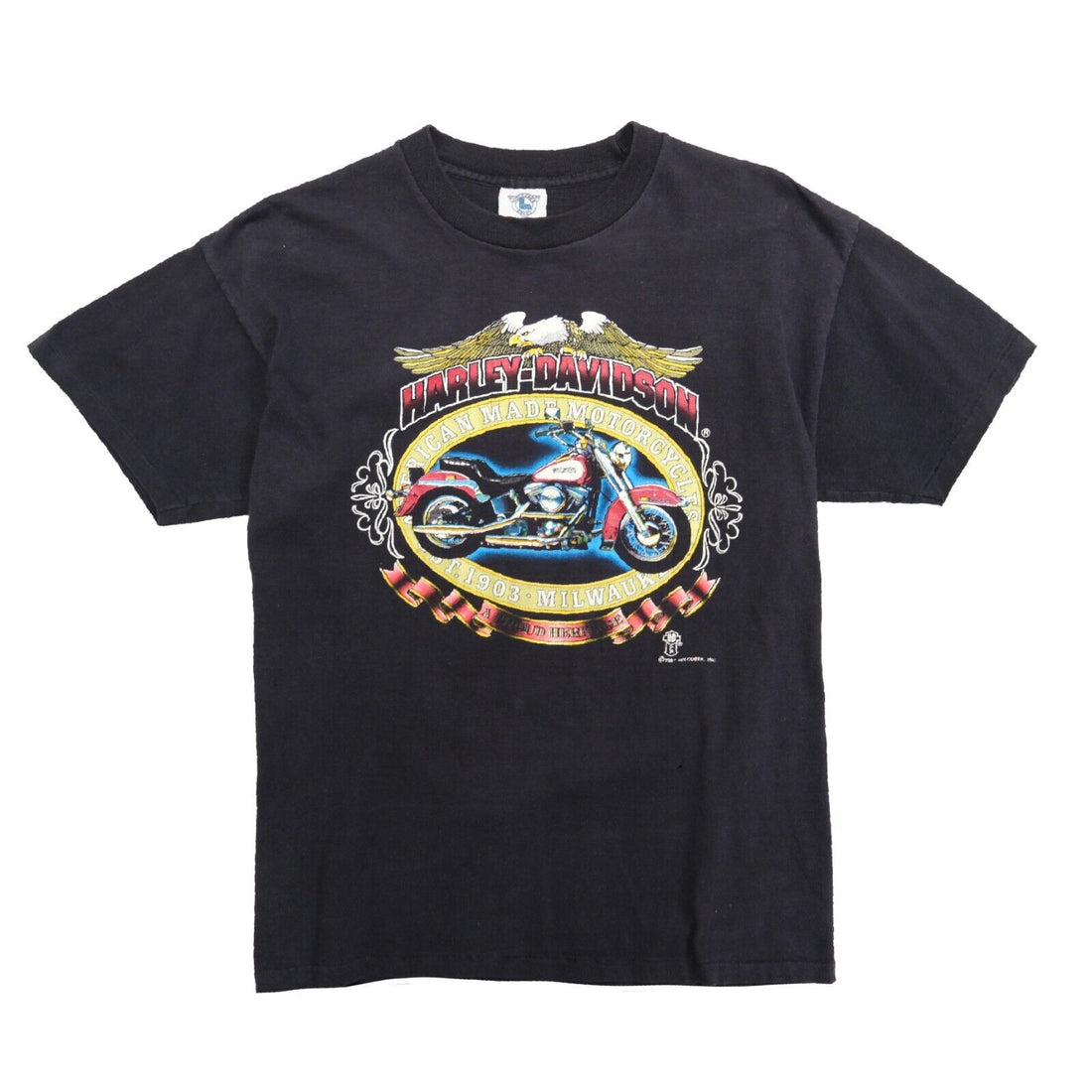 Vintage Harley Davidson Motorcycle A Proud Heritage T-Shirt Size Large 1987 80s