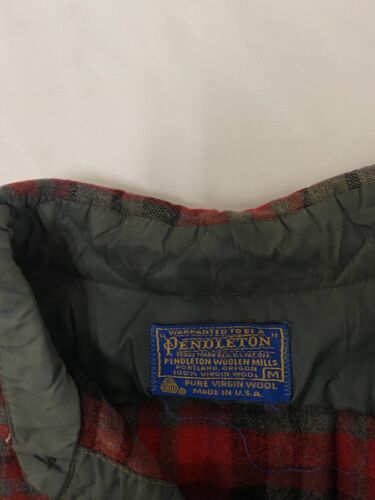 Vintage Pendleton Lodge Wool Button Up Shirt Size Medium Red Tartan Plaid