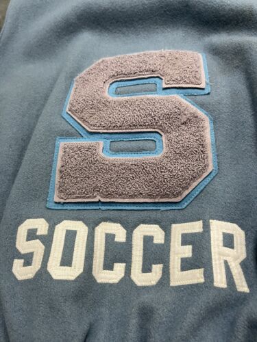 Vintage Soccer JV PAC Champs Wool Varsity Jacket Size Medium Blue 2003 Hooded