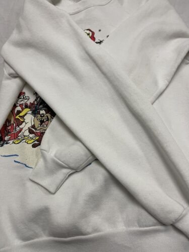Vintage Looney Tunes Christmas Tree Sweatshirt Size XL White 90s 1993