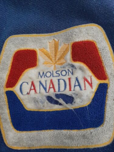 Vintage Molson Canadian Beer Leather Wool Varsity Jacket Size 42