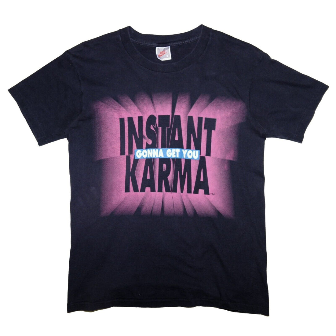 Vintage Instant Karma Join The Human Race Nike T-Shirt Size Small Black 80s 90s