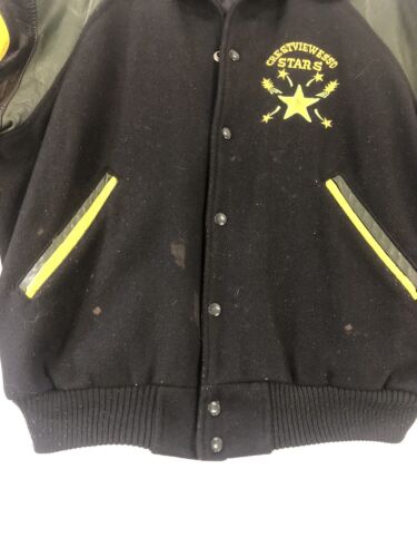 Vintage Crestviewesso Stars Hockey Leather Wool Varsity Jacket 40 Made  Canada