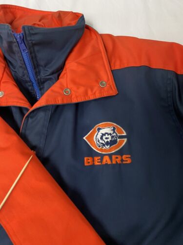 Vintage Chicago Bears Starter Puffer Jacket Size Large Blue Insulated NFL  90s