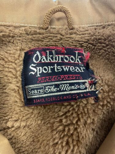 Vintage Oakbrook Sportswear Sears Men's Perma-Prest Jacket 44 Brown Sherpa Line