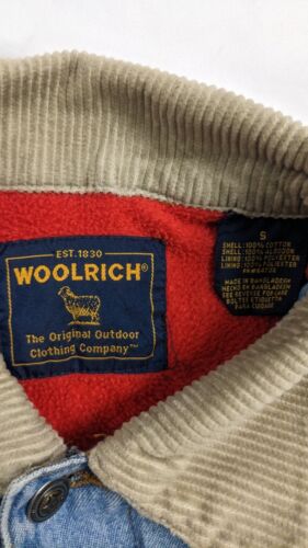 Woolrich Denim Trucker Jacket Size Small Fleece Lined