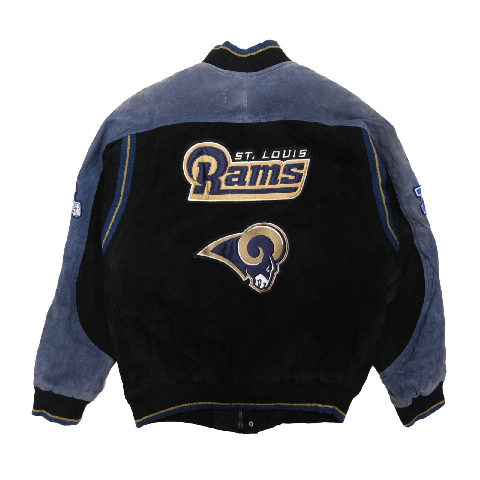 Vintage St. Louis Rams Suede Leather Varsity Jacket Size Large Black NFL