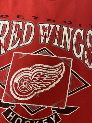 Vintage Detroit Red Wings T-Shirt Size Large Red 1993 90s NHL