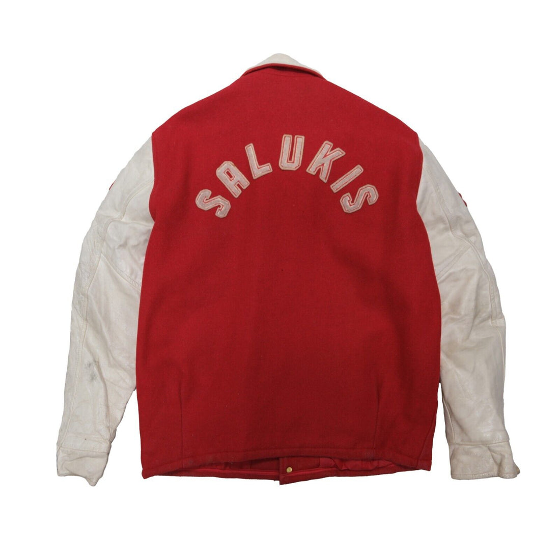 Vintage ST Mary DCVI Wolves Leather Wool Varsity Jacket Size 2XL Red