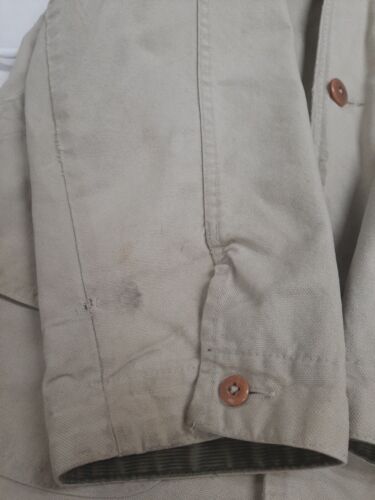 Vintage LL Bean Barn Coat Work Jacket Size Large Tan Plaid Lined
