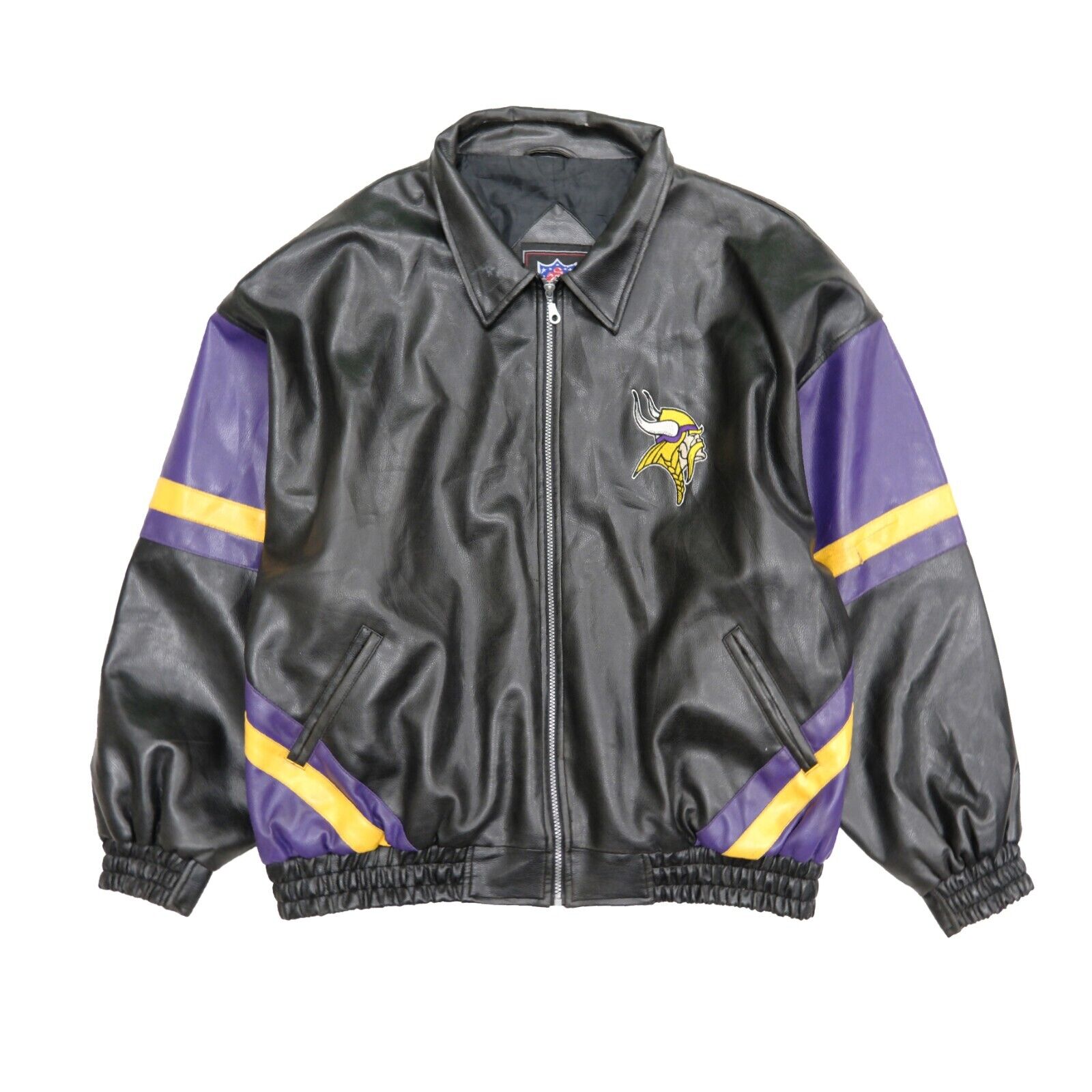 Minnesota Vikings Faux Leather Varsity Jacket Size Medium 