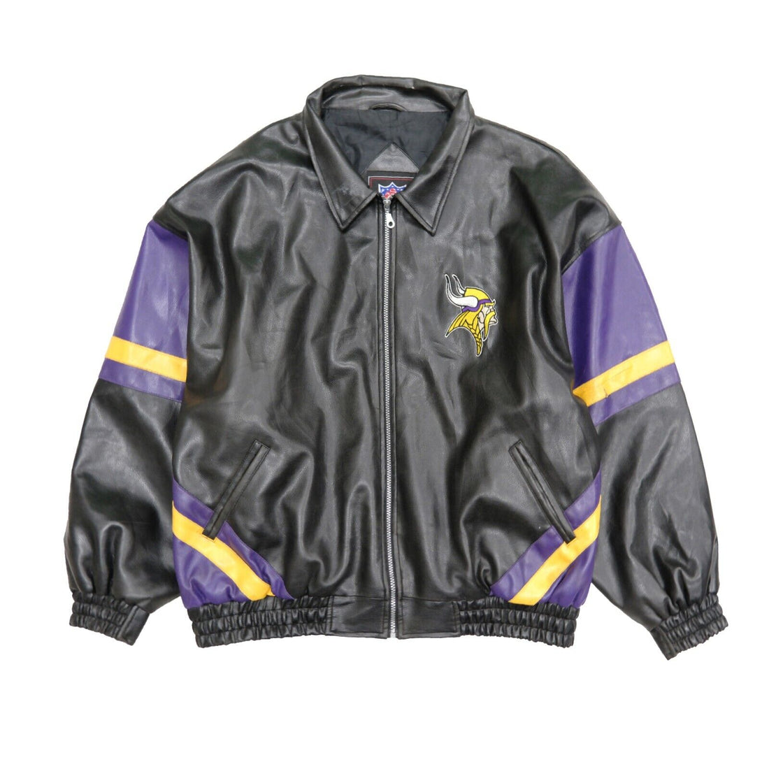 Minnesota Vikings Faux Leather Bomber Jacket Size XL NFL 