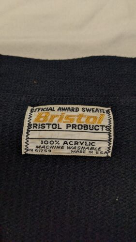 Vintage Bristol Letterman Wool Cardigan Sweater Size Large Made USA 80s